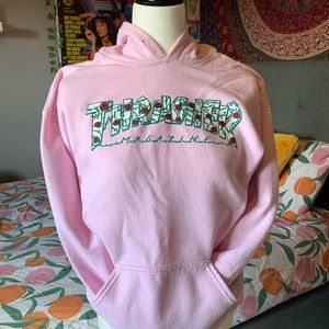 PINK THRASHER ROSE LOGO HOODIE